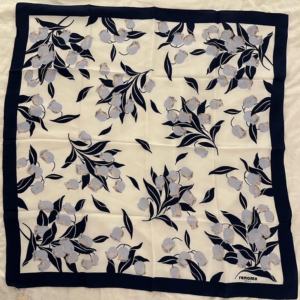 Renoma Paris Blue Floral Print Scarf